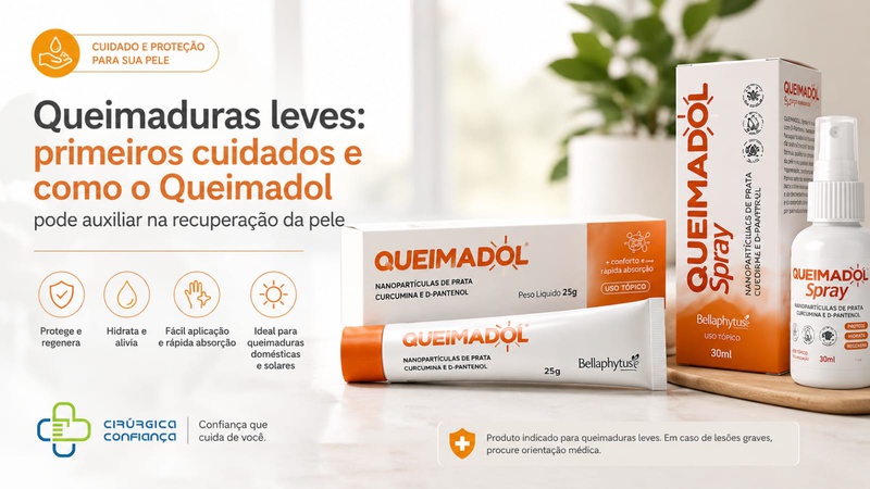 QUEIMADURAS LEVES: primeiros cuidados e como o QUEIMADOL pode auxiliar na recuperação da pele.
