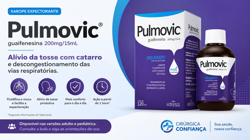 Pulmovic Xarope: alívio da tosse com catarro e descongestionamento das vias respiratórias